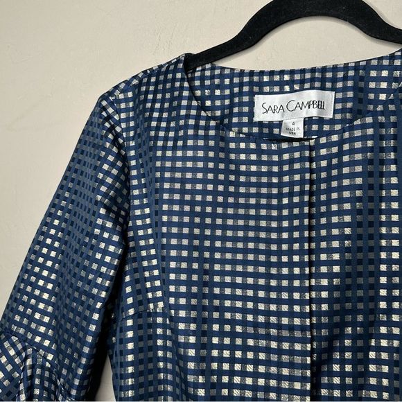 Sara Campbell Navy and White Checkered Midi Dress - Picture 5 of 13